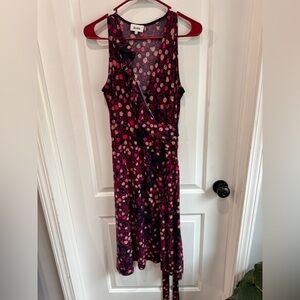 Leota Wrap Dress Navy and Pink Midi